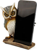 Wise Owl Phone Stand Resin Animal Smartphone Holder Home and Office Accessory Novelty Gifts 5.5 x 6.5 Inches