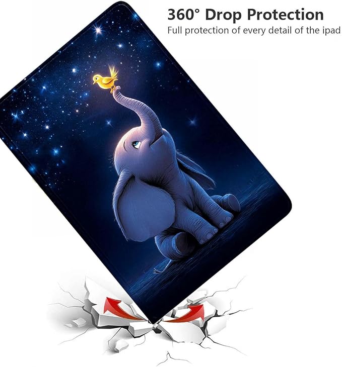 Case for Samsung Galaxy Tab A11+ / Tab A9+ 11 Inch 2025/2023Slim Protective LeatherAuto Wake/SleepAdjustable Viewing Angle Stand.Starry Sky Elephant Bird