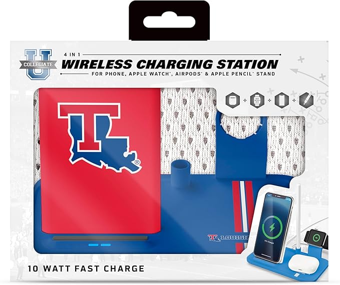 SOAR NCAA 4-in-1 Wireless Charging Docking Station: Fast Charge for iPhone Apple Watch Air Pods &amp Apple Pencil