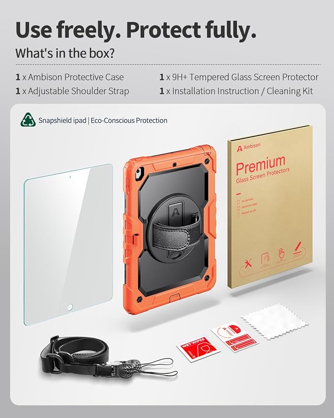 Orange Case with Glass Screen Protector