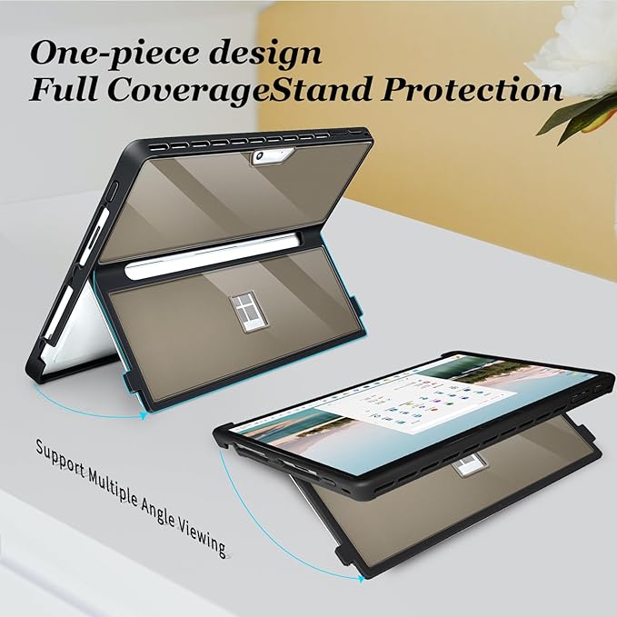 Case for Microsoft Surface Pro 11/10/9/8 13-Inch All-in-one Rugged Case Compatible with Type Cover Keyboards (Grey)