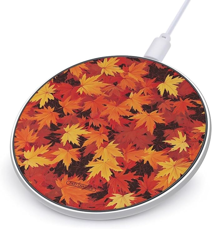 Autumn Maple Leaves Wireless Charger Anti-Slip Wireless Charging Pad Slim Charger Mat for Men Women