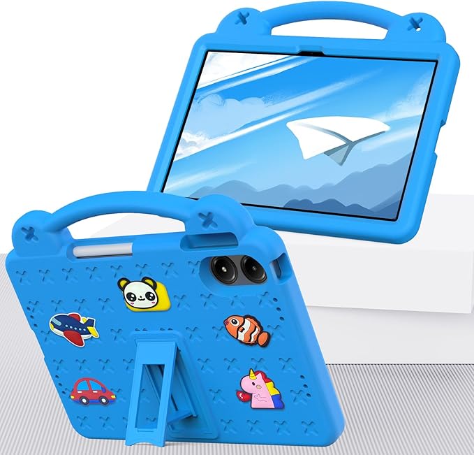 Compatible with Xiaomi Redmi Pad Pro 12.1 2024 Tablet Case Kids Friendly Universal Lightweight Shockproof Protective Case with Shoulder Strap &amp Stand Handle Sky Blue