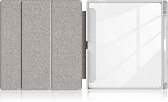 Case for BOOX Note Air 3 C and B/W E Ink Tablet 10.3 ePaperSlim Drop Protection Tri-Fold Cover with Hard Shell Transparent Back and Pen Holder Stand Smart Cover with Auto Wake/SleepGrey