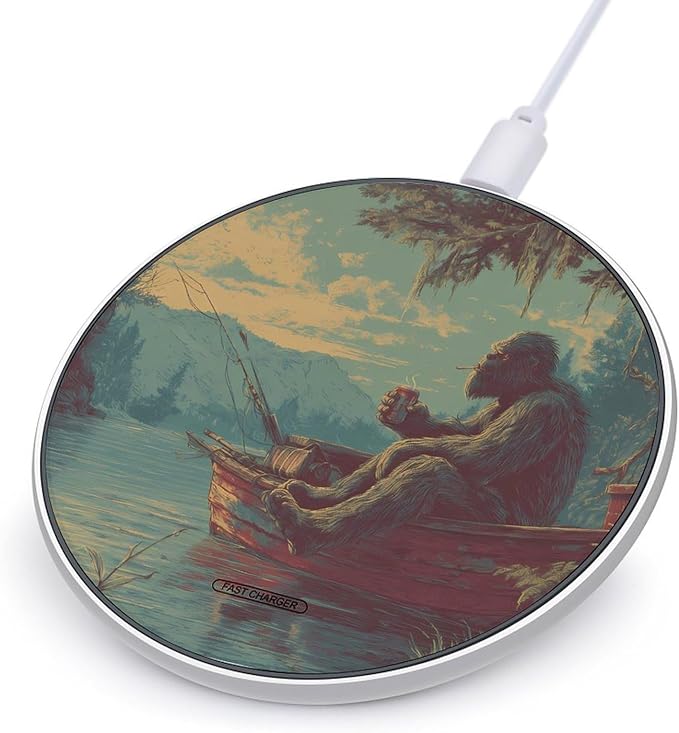 Bigfoot Fishing Drinking Smoking Phone Charger Magnetic Charging Pad Anti-Slip with USB Cable