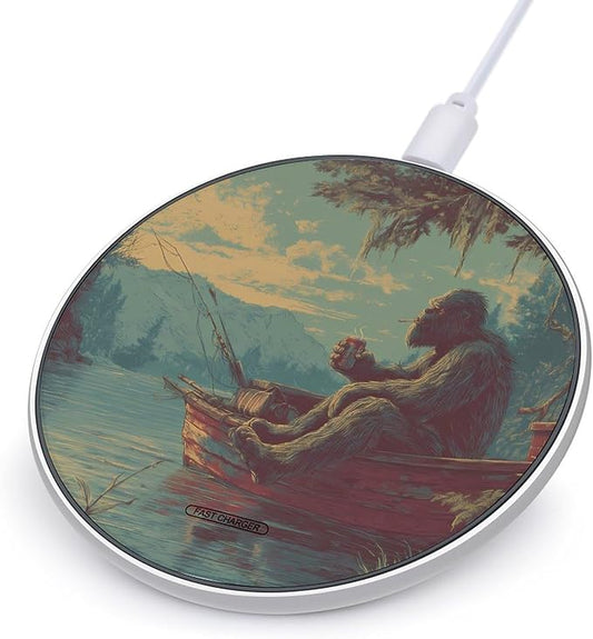 Bigfoot Fishing Drinking Smoking Phone Charger Magnetic Charging Pad Anti-Slip with USB Cable