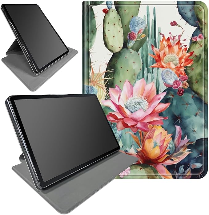 Case for Amazon Kindle Fire Max 11 Case (13th Generation 2023 Release) 11360 Degree Rotating Swivel Stand Protective Cover for Amazon Kindle Fire Max 11 2023Cactus and Flowers