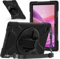 Tablet Case Compatible with Lenovo Tab 10.1(TB-311XU) /K10C TB311FU 2025 Case Protective Heavy Duty Rugged Shockproof Drop Protection Cover Shoulder Strap for Kids Silicone Cover(Black)