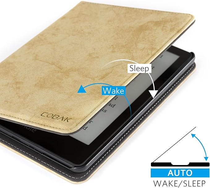 CoBak Case for 6 E-Reader - PU Leather Smart Cover with Auto Sleep/Wake &amp Hand Strap not Compatible with Kobo ClaraLinen