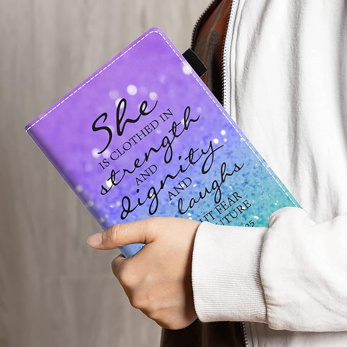 Case for All-New Amazon Kindle Fire 7 Tablet (7 12th Generation 2022 Release) Latest Model - PU Leather Folio Case with Smart Auto Wake/Sleep Bible Verse Proverbs 31:25