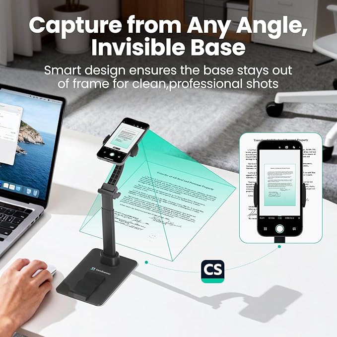 Adjustable Phone Stand 360° Rotatable Clip-On HolderDesk Mount with Non-Slip Base for Phone(1 Pack)