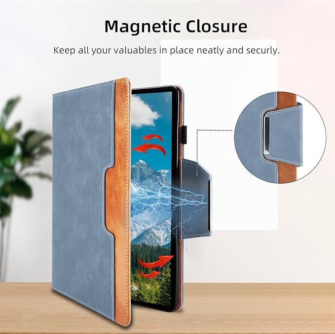Case for Samsung Galaxy Tab S10 FE Plus 13.1 Inch 2025 Model(SM-X620/X626B) - Multi-Angle Viewing Stand Cover with Pocket and Magnetic Clasp PU Leather Business Folio Protective Case Gray