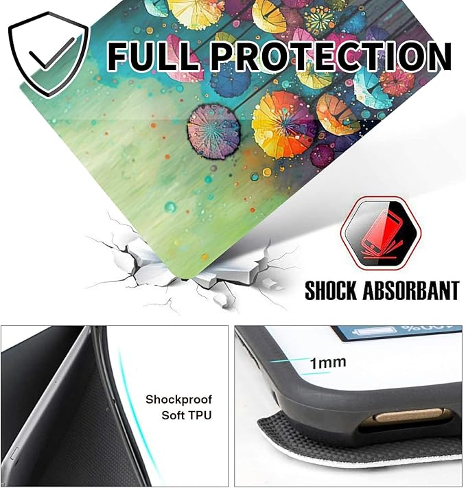 for 10.1 Amazon Fire HD 10 Tablet (13th Generation 2023 Release)PU Leather Multi-Angle Anti Slide Stand Cases with Auto Wake/SleepColored Mushroom