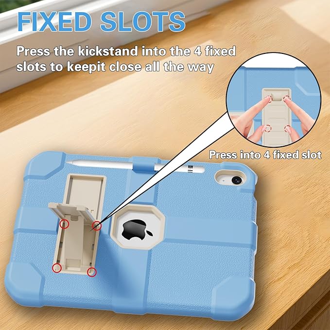 Case for iPad (A16) 11th Generation 11 Inch 2025 / iPad 10th Generation 10.9 Inch 2022 Rugged Heavy Duty Protective Cover [Built-in Pencil Holder ] for iPad 11/10 Gen (LightBlue/White)