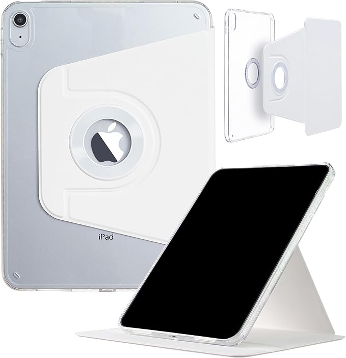 iPad 11 (11'') A16 2025/ iPad 10 (10.9'') 2022 Case DMaos Magnetic Detachable Smart Cover 360 Rotation Foldable Stand - White