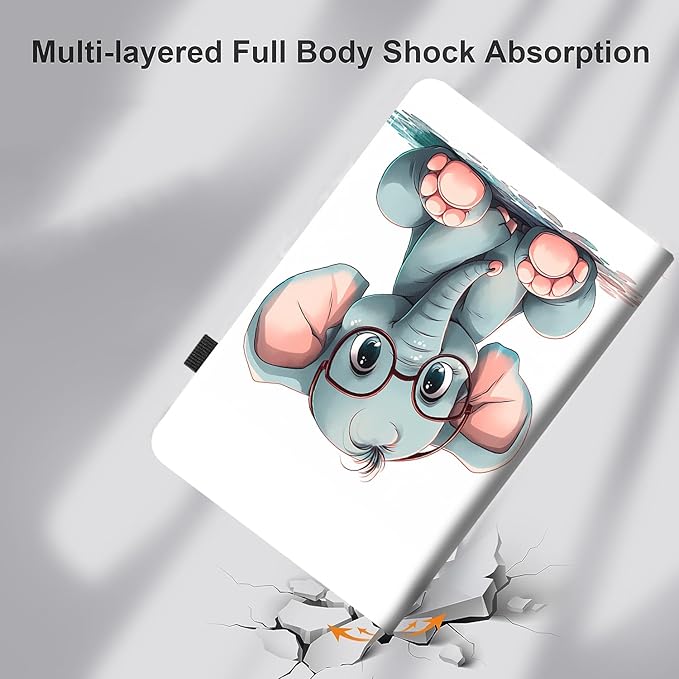 Case for Amazon Kindle Fire HD 8 Tablet 8(12th/10th Generation 2022/2020 Release) &amp HD 8 Plus TabletSlim Fit Foldable Standing Cover Case with Auto Sleep/WakeCute Elephant