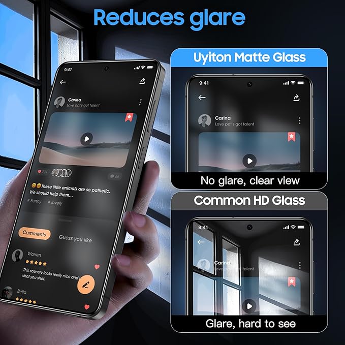 Uyiton Compatible with Samsung Galaxy S26 Ultra Matte Screen Protector [Anti- Glare][Ultrasonic Fingerprint Support][9H Tempered Glass] Scratch-Resistant Bubble-Free 2 Pack
