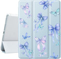 Idocolors Cute Butterfly Bow Pad Case for 10.9 Inch iPad Air 4 2020/iPad Air 5 2022 Clear TPU Smart Stand Back Cover with Pencil Holder Auto Wake/Sleep Foldable Shockproof Protective Case