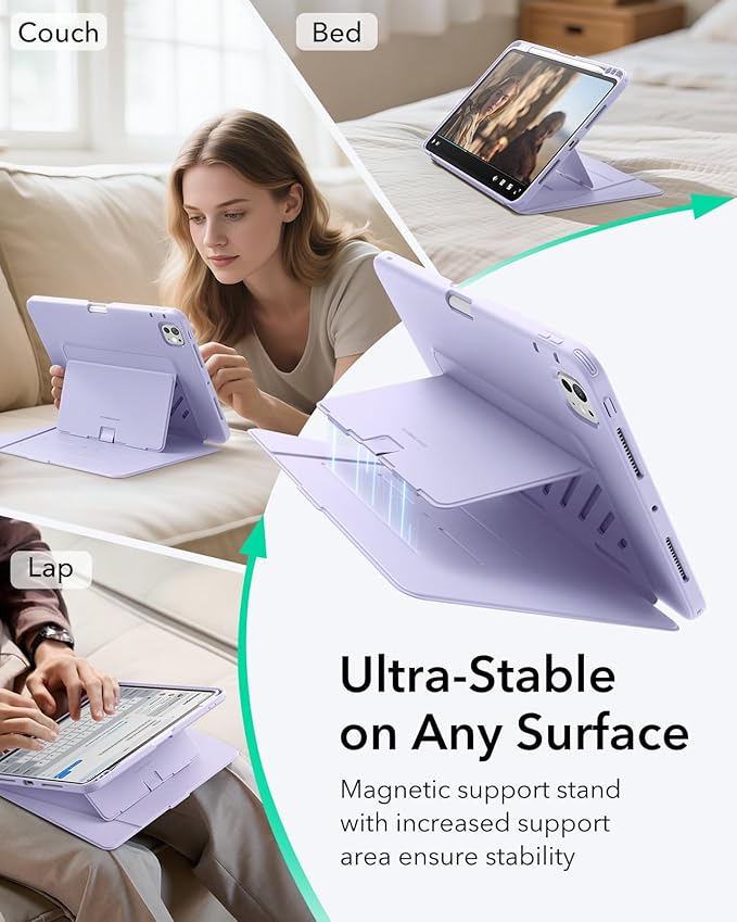 ESR for iPad Pro 11 Inch Case (M5/M4) 2025/2024 Vertical Stand Cover Multi Stand Angles Ultra-Stable Case with Pencil Holder Flip Series Purple