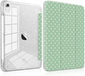 TWOLSKOO Sparkly Case for iPad Pro 11 inch (M5 2025 / M4 2024) Glitter Hard Acrylic Back with Pencil Holder Slim Trifold Stand Folio Cover Auto Sleep/Wake Green Polka Dot