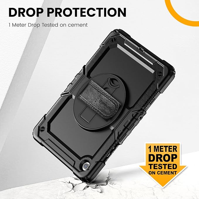 Timecity for Samsung Galaxy Tab A9+/ A9 Plus Case 11 inch Full-Body Protective with Screen Protector Rotating Stand/Handle and Shoulder Strap for Galaxy A9+ Tablet Case (SM-X210/X216/X218)- Black