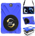 Case for Samsung Galaxy Tab A 9.7 2015 (SM-T550/T555/P550/P555)Portable Heavy Duty Dropproof Protective Cover Case with 360 Rotating StandHandle &amp Shoulder StrapStylus Pen (New Blue)