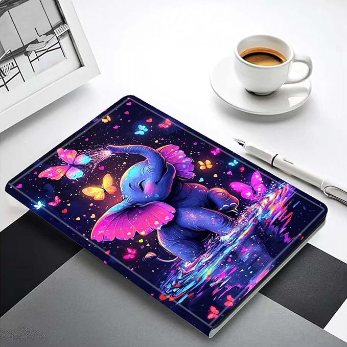 for iPad Air 3 10.5 2019/iPad Pro 10.5 2017 CasePU Leather Cover with Auto Wake/SleepMulti-Angle Viewing Adjustable Stand.Blue Elephant Butterfly