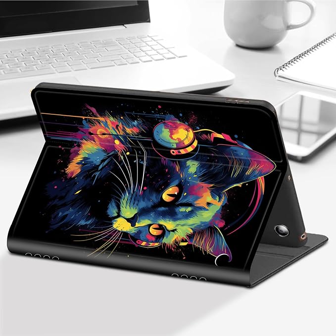 Art Wearing Headphones Cat