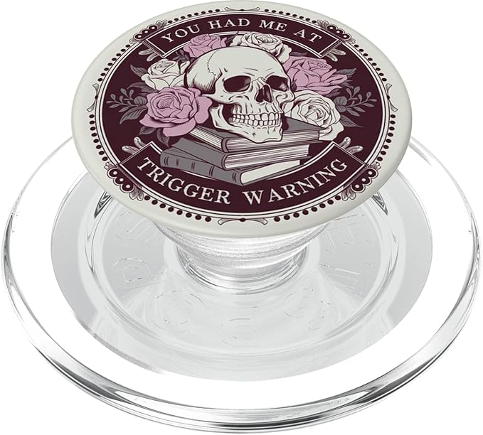 Librarian Skeleton Trigger Warning Book Reading Lover Floral PopSockets PopGrip for MagSafe