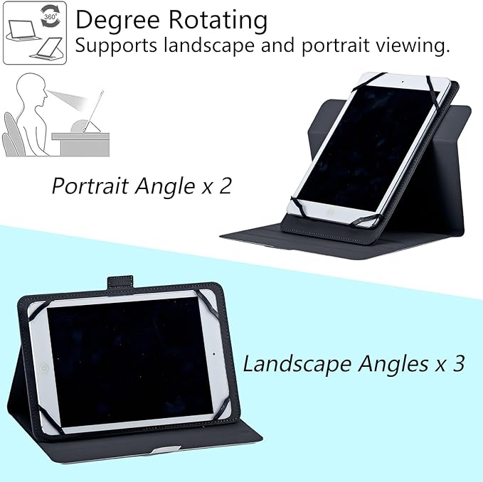 6 7 Inch Tablet CaseUniversal Case for 6-7 Inch Tablet eReader7 Kindle Series e-Reader Tablet Stand Folio Shell Cover with 360 Degree Rotatable Kickstand Multiple ViewingRetro Audio Cassette