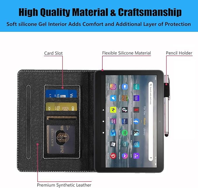Case for All-New Kindle Fire 7 Tablet (7 12th Generation 2022 Release) She Believed She Could So She Did Inspirational Quote Design PU Leather Folio Case with Smart Auto Wake/Sleep