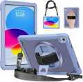 Case for iPad (A16) 11th/10th Generation 2025/2022 11/10.9 inch Rugged Shockproof Protective Cover with Screen Protector 360° Rotating Hand Strap&ampStand Pencil Holder Purple