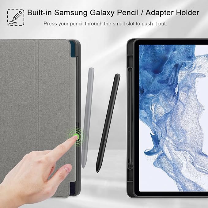 Tuiklol Case for Samsung Galaxy Tab S9 FE (5G) 10.9 inch &amp Tab S9 11 Inch 2023 Release Built-on S-Pen Holder Slim Hard Shell Case Smart Trifold Stand Cover Auto Wake/SleepRainbow owl