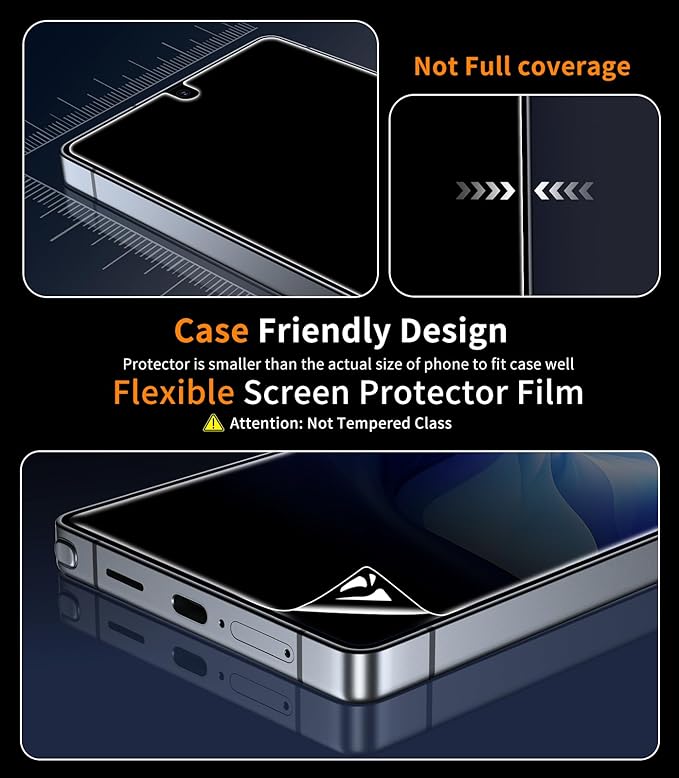 iGluz Privacy PET Screen Protector for Samsung Galaxy S25 Ultra 6.9 (4 Pack)Ultra-Thin Flexible Film with 0.02s Sensitive Fingerprint UnlockEasy-Install Alignment TrayCase-Friendly &amp Shatter-P