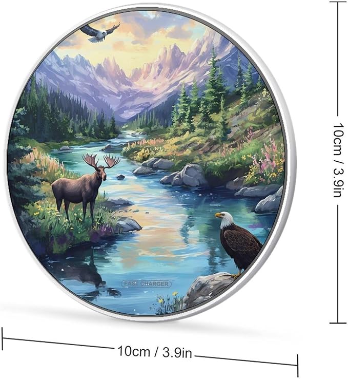 Mooses Eagle1 in The Mountains Phone Charger Magnetic Charging Pad Anti-Slip with USB Cable