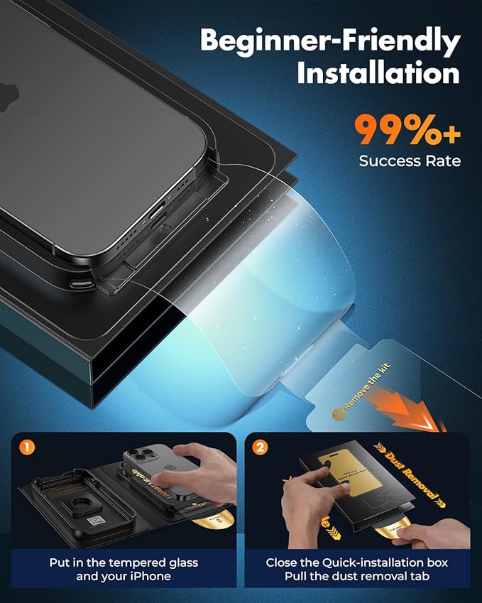UNBREAKcable iPhone 16 Pro Max Screen Protector [3-Pack] Tempered Glass with Auto-Align Tech for Easy Install 9H+ Hardness Anti-Fingerprint Ultra-Clear Full-Coverage Protection 6.9-Inch