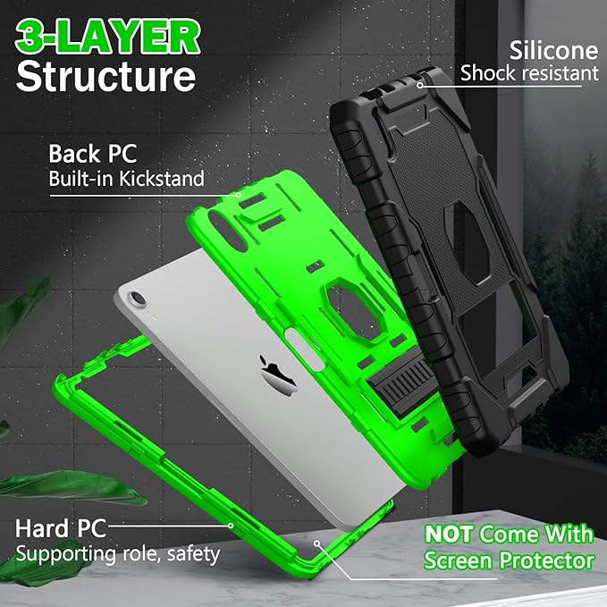 Grifobes Case for iPad mini 7 (A17 Pro) 2024 / Mini 6 2021 8.3 inch Heavy Duty Shockproof Rugged Cover with Pencil Holder Stand for I Pad Mini 7th/6th Gen 8.3 Case (Black+Green)