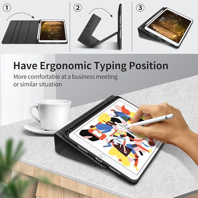 H HOLIMET Case for iPad Air 3rd Generation/iPad Pro 10.5 inch with Pencil Holder Soft TPU Stand Smart Cover Auto Wake/Sleep Stand for 10.5 iPad Air 3 2019 / iPad Pro 2017 (Black)