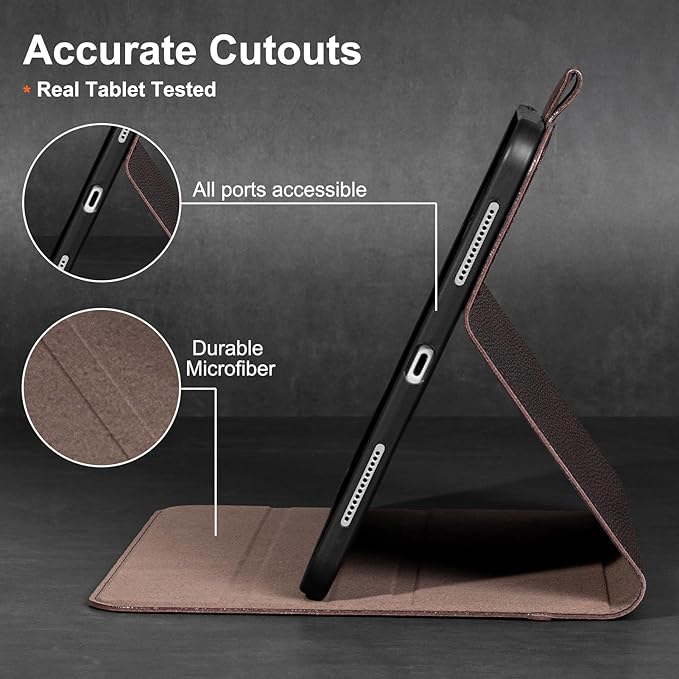 Gexmil Leather Case for iPad (A16) 11th Generation 11 Inch 2025 iPad 10th Generation 10.9 Inch 2022Protective Cover with Magnetic ClosureAuto Sleep/WakeSanded Brown