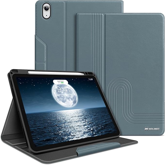 H HOLIMET Case for iPad Air 11 inch M3/M2 (2025/2024)/iPad Air 5th Generation 2022/iPad Air 4th Generation 2020 10.9 with Pencil Holder Soft Back Shockproof Protective Cover Vegan Leather
