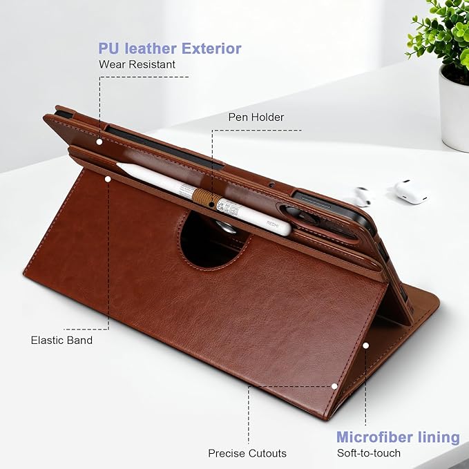 E NET-CASE Case for Xiaomi Redmi Pad 2 Pro/Pad Pro (2025/2024) 12.1 Inch with S Pen Holder丨Shockproof丨Clear Transparent Back Shell丨Multi-Angle Viewing (Brown)