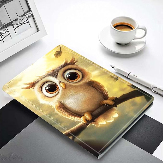 for iPad 9th/8th/7th Generation (2021/2020/2019) 10.2-inch PU Leather Cover with Auto Wake/Sleepand Adjustable Viewing Angles.Cute Owl Art
