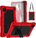 for Callsky-Tab Cpad 10 / Callsky-Tab Ctab 10 10.1 inch Tablet Case Kids Shockproof Cover with Kickstand Shoulder Strap and 2 Pcs Tempered Glass Screen Protector (RedBlack+2Pcs)