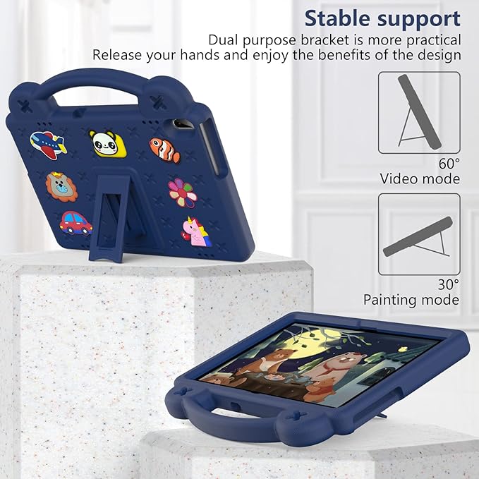 Compatible with Huawei MediaPad T5 10.1/Lenovo Tab M10/Lenovo Tab P10 Tablet Case Kids Lightweight Shockproof Protective Case with Shoulder Strap &amp Stand Handle - Navy Blue