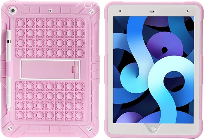 XZC iPad 9th/8th/7th Generation Case (iPad 10.2 Case 2021/2020/2019) Shockproof Drop Protection iPad Cover with Pencil Holder Kickstand Shoulder Strap (Pink)