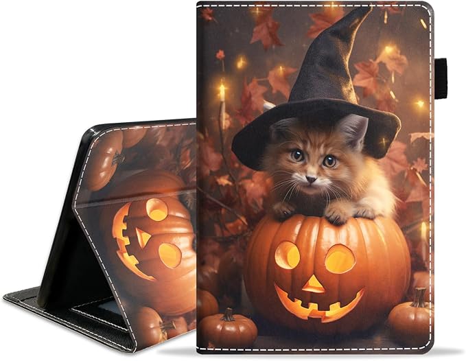 Cute Cat Wearing Halloween Witch Hat