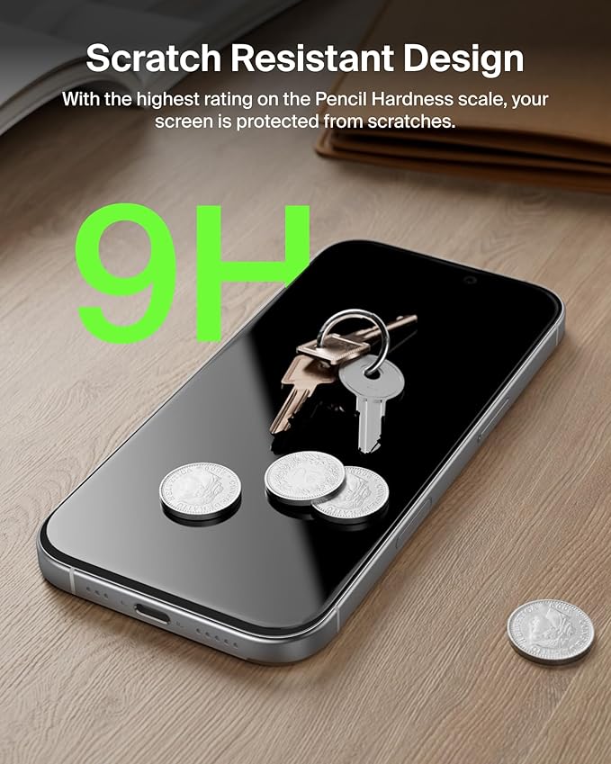 Belkin ScreenForce InvisiGlass Privacy Screen Protector for iPhone 17/16 Pro Scratch-Resistant Impact Protection w/Included Easy Align Tray for Bubble Free Application - Made with Recycled Glass
