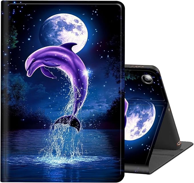 for Fire Max 11 Tablet Case(13th Generation2023 Release) 11Slim PU Leather Multi-Angle Stand Folio Cute Cover with Auto Wake/Sleep Case for Fire Max 11 TabletCute Dolphin Ocean