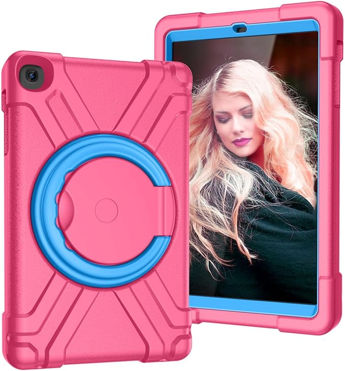 Compatible with Samsung Galaxy Tab A 10.1 T510/T515 10.1 inch Tablet CaseRugged Kids Case with Stand Lightweight Shockproof Kids Friendly Tablet Cover Rose Red+Blue