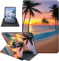 Case for iPad Pro 11 Inch Case M4(2024 5th Generation) Sunset Beach Palm Trees Theme 360 Degree Rotating Stand Protective Cover with Auto Sleep/Wake